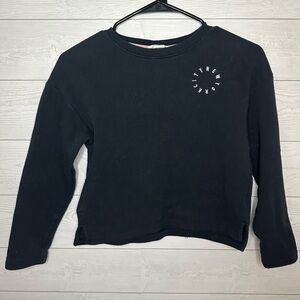 H&M Black Crew Neck Girls Cropped Sweatshirt Top